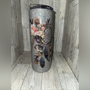 Silver Glitter Dreamcatcher Tumbler